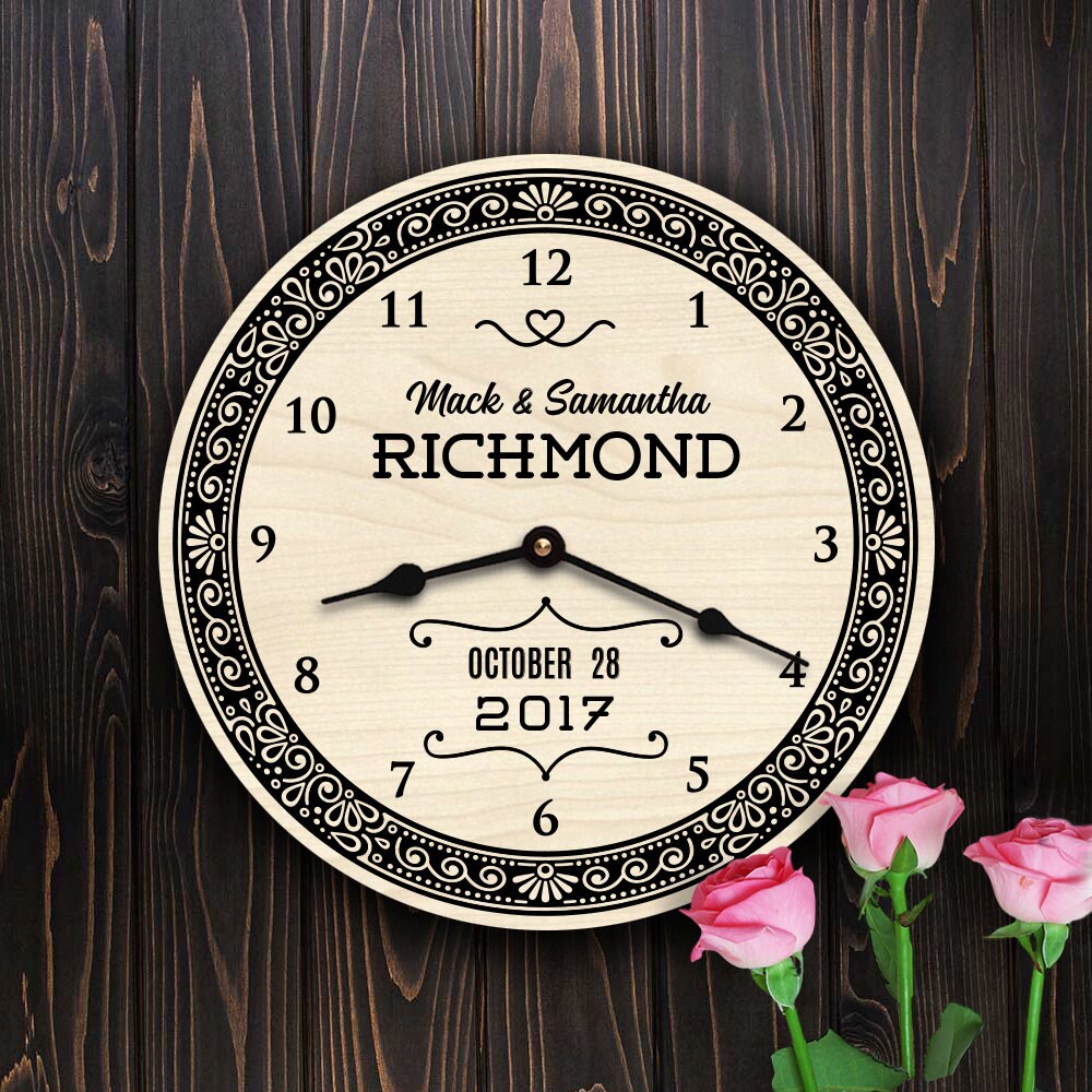 Wedding Custom Timepiece with Engraved Names