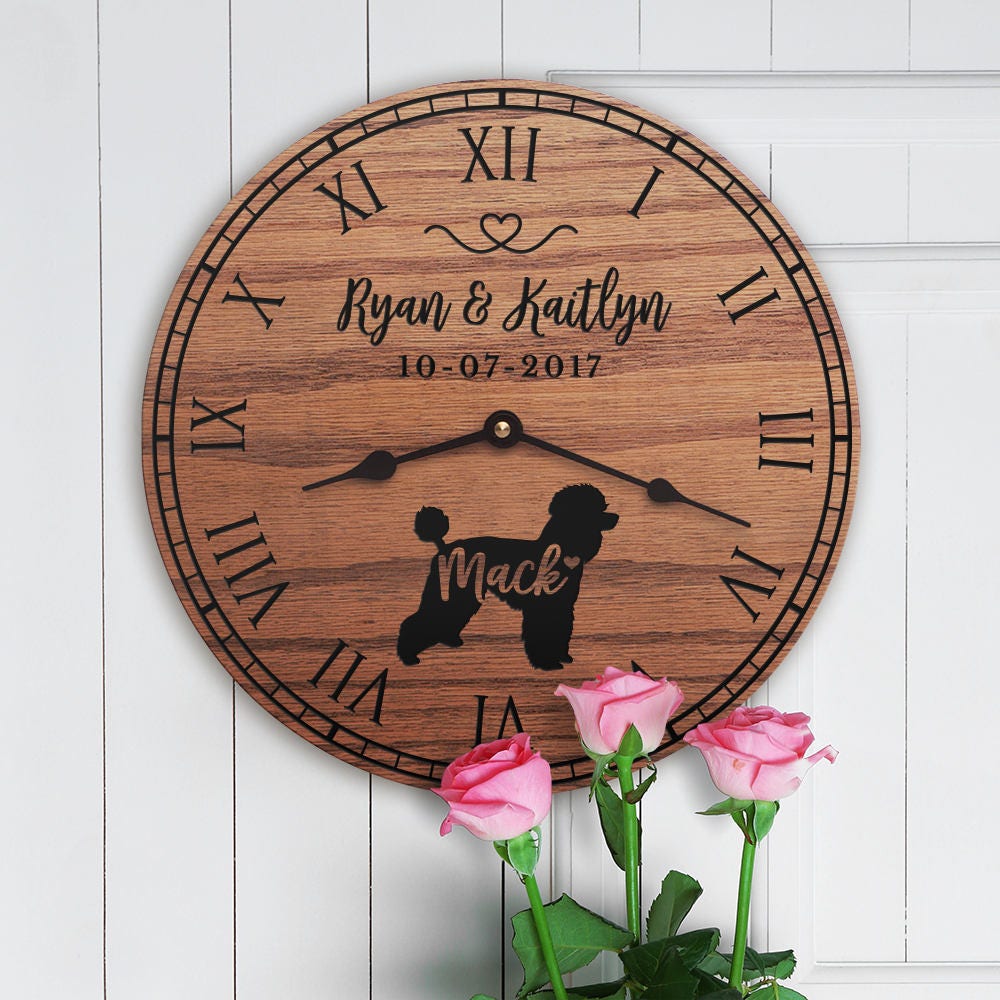 Poodle Family Clock Personalized Dog Gift