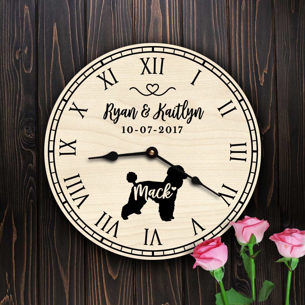 Poodle Family Clock Personalized Dog Gift